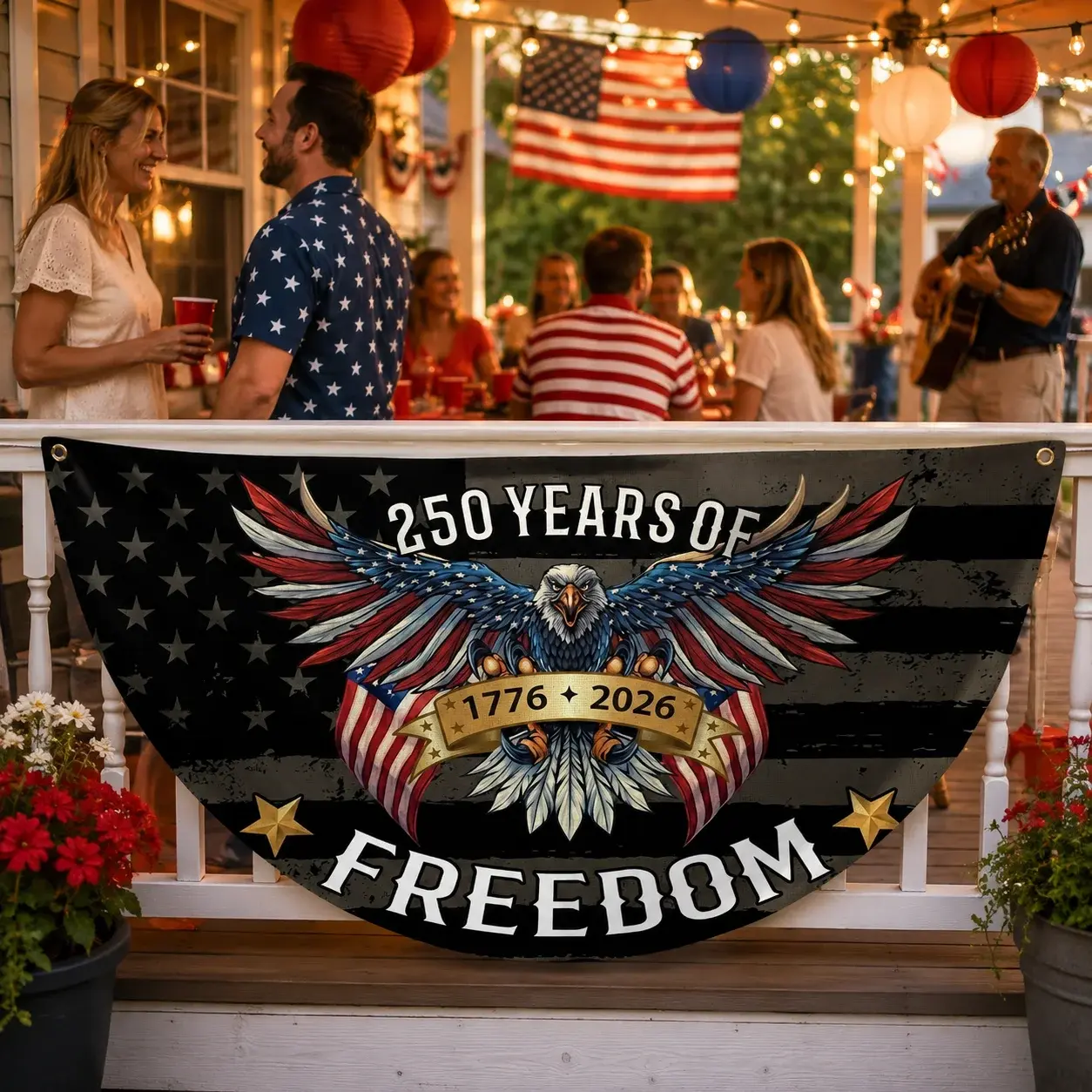 250 Years of Freedom Eagle Semicircular Flag