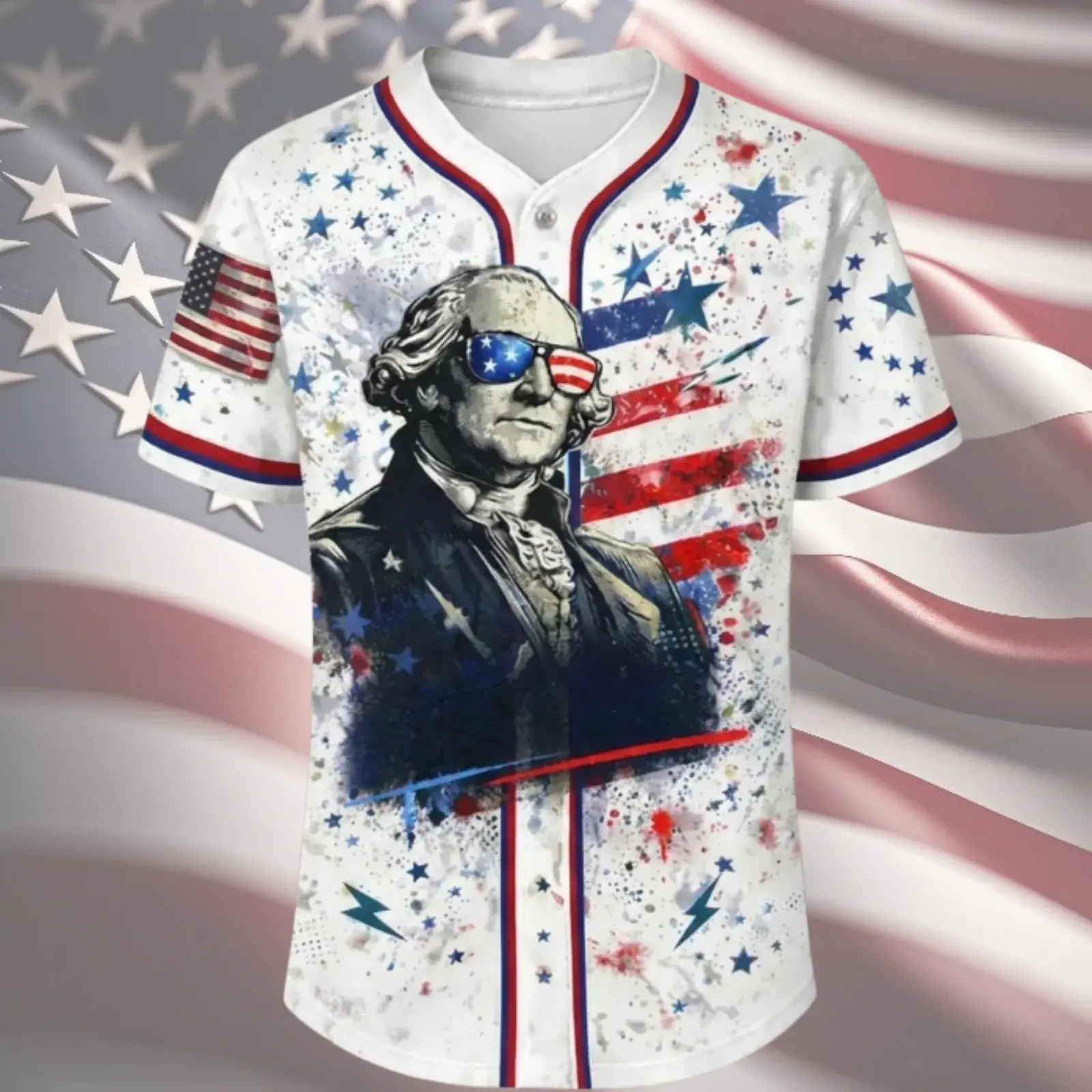 America 250 George Washington Baseball Jersey White