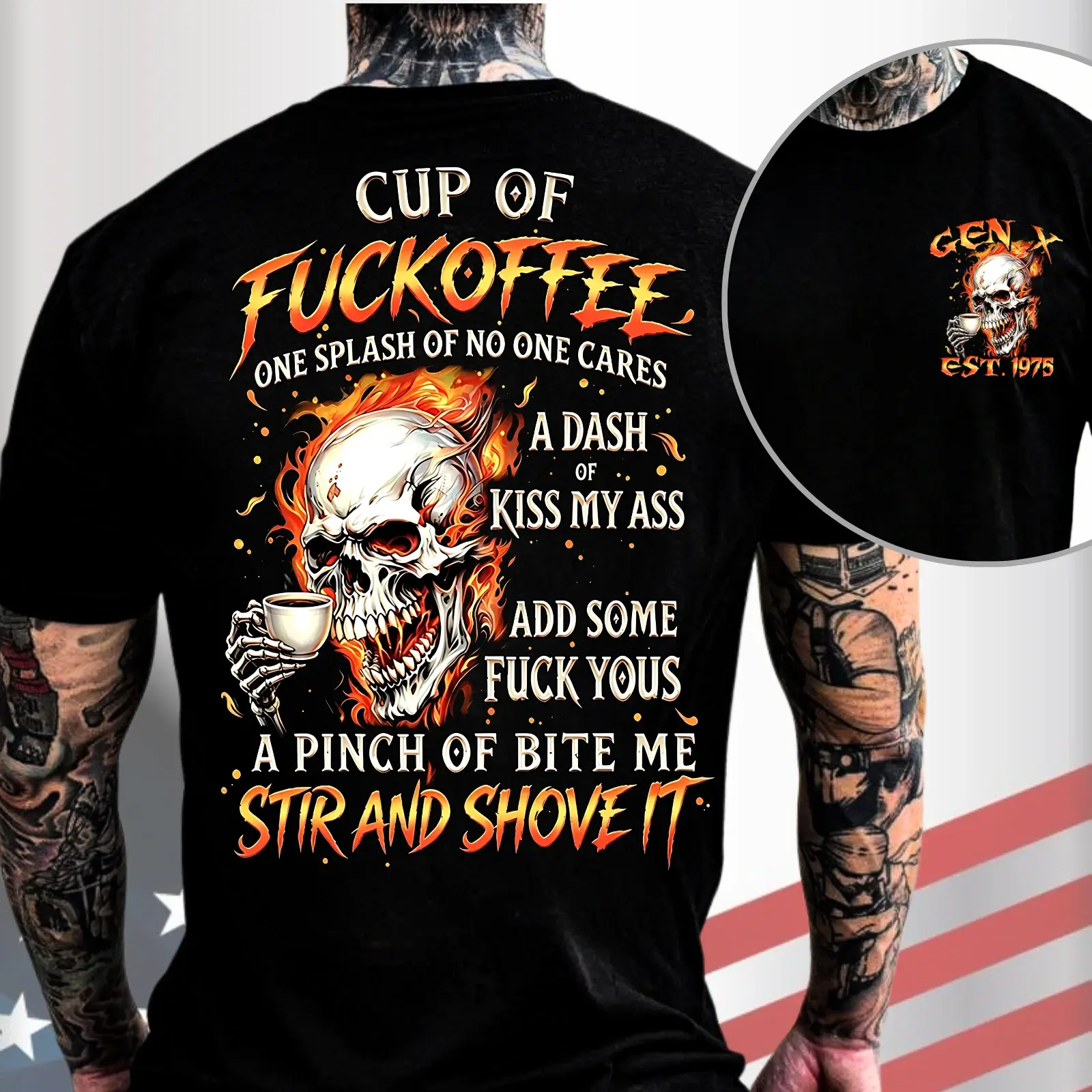 Gen X Custom Birth Year Skull Shirt –  Cup Of Fuckoffee Graphic Tee