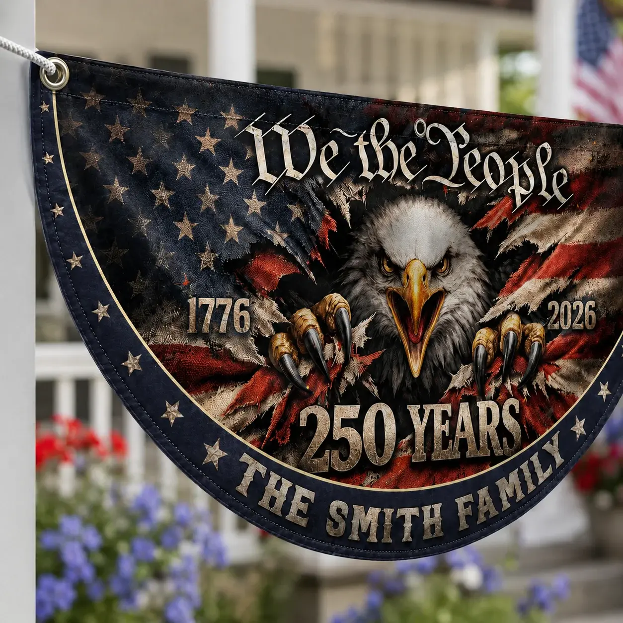 Custom Family Name We The People 250 Years Semicircular Flag