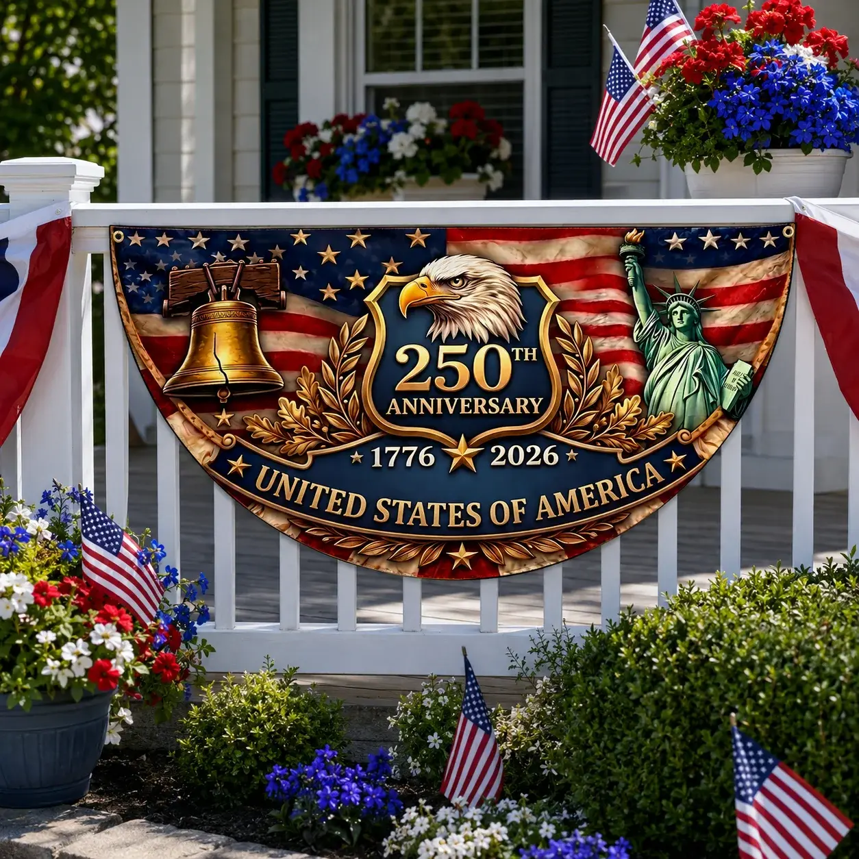 250th Anniversary Eagle Liberty Bell Semicircular Flag