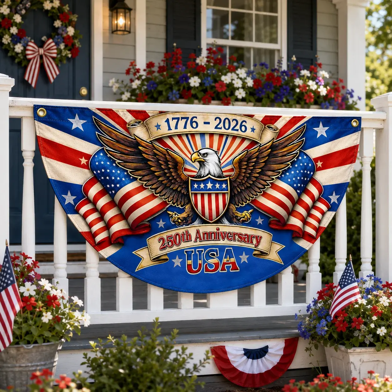 USA 250th Anniversary Eagle Semicircular Flag