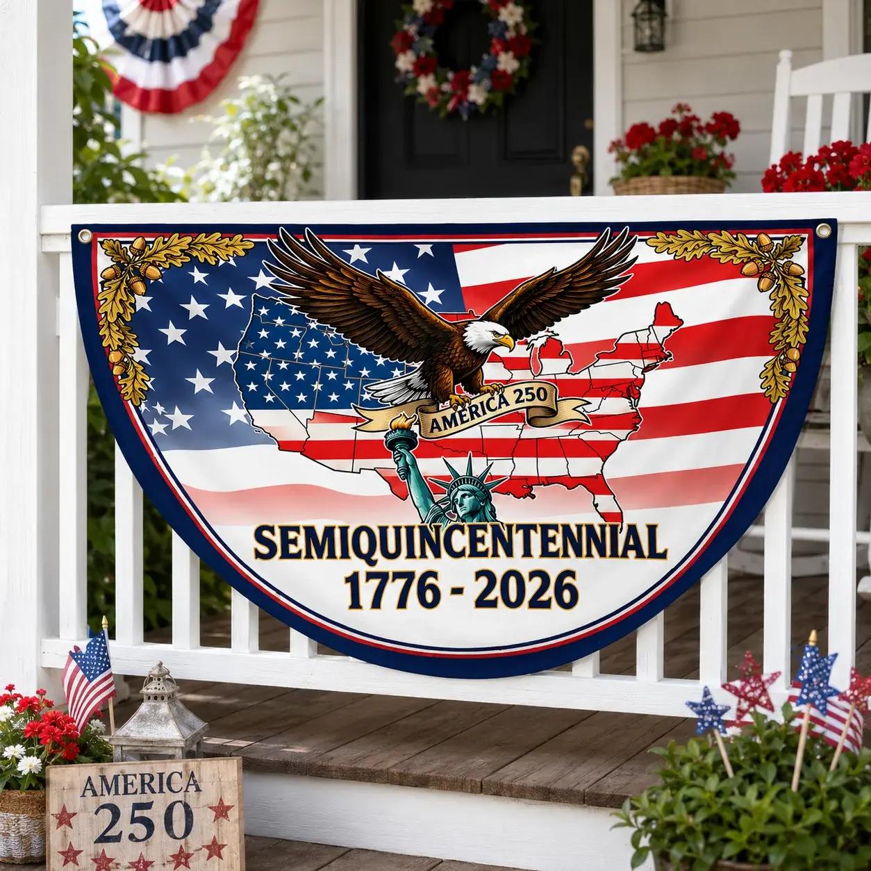 America 250 Semiquincentennial Eagle Semicircular Flag