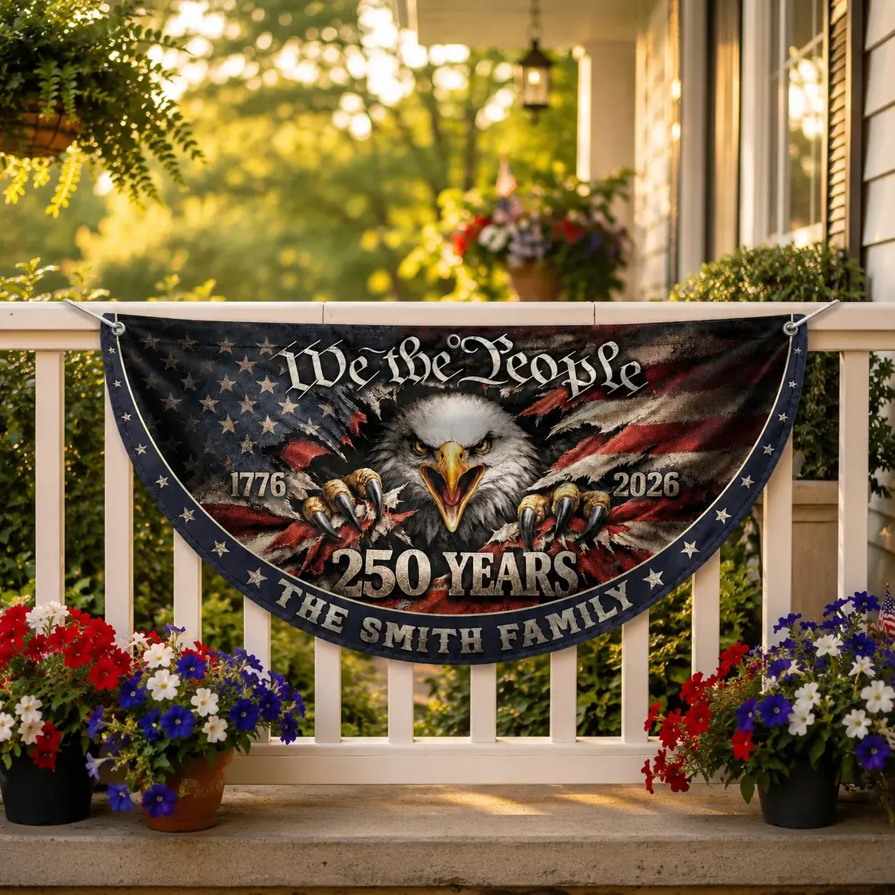 Custom Family Name We The People 250 Years Semicircular Flag