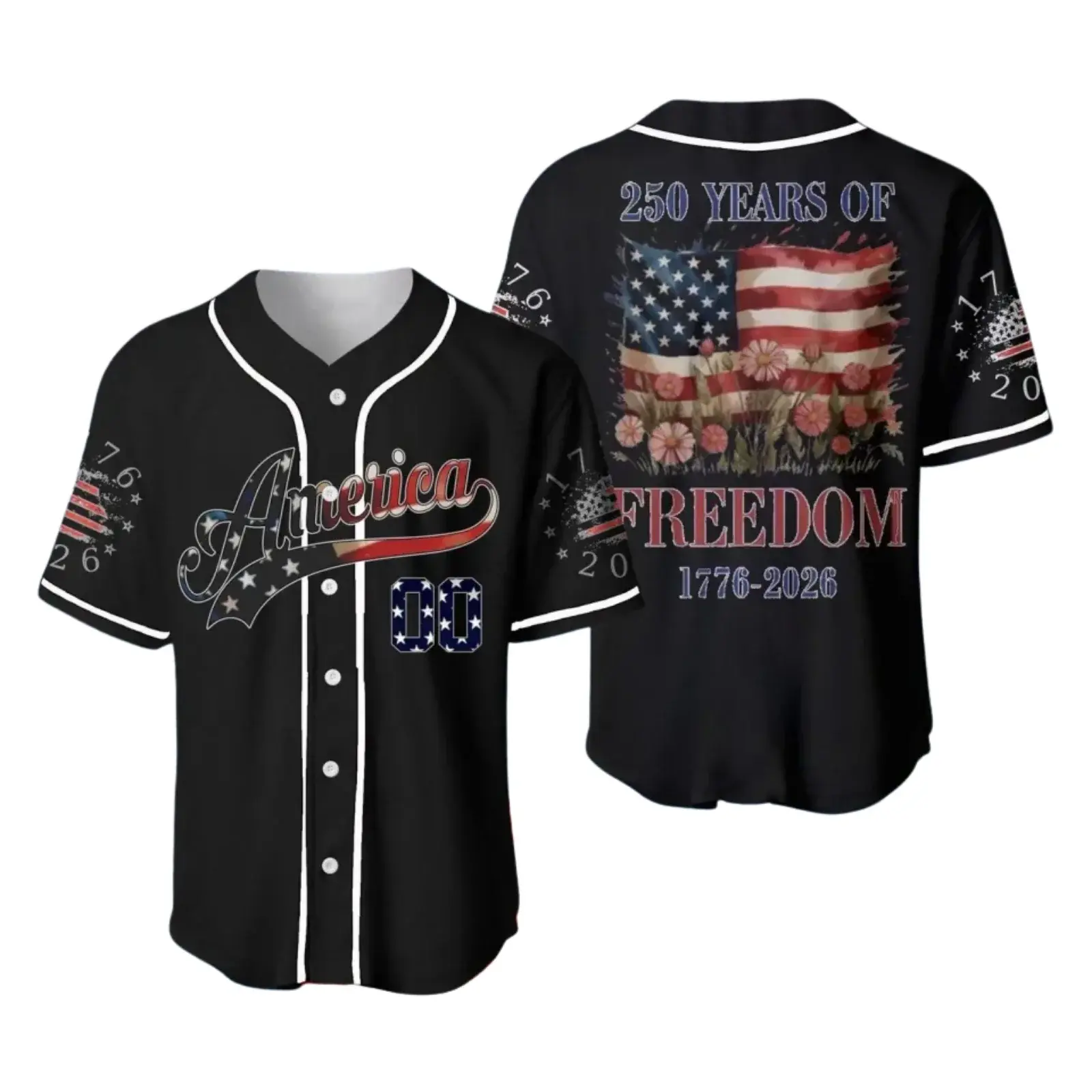 250 Years of Freedom America Baseball Jersey Custom Number