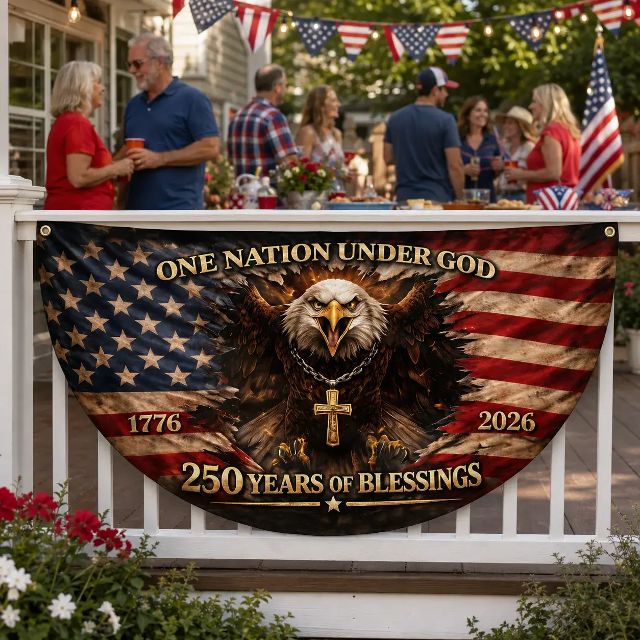 One Nation Under God 250 Years of Blessings Semicircular Flag