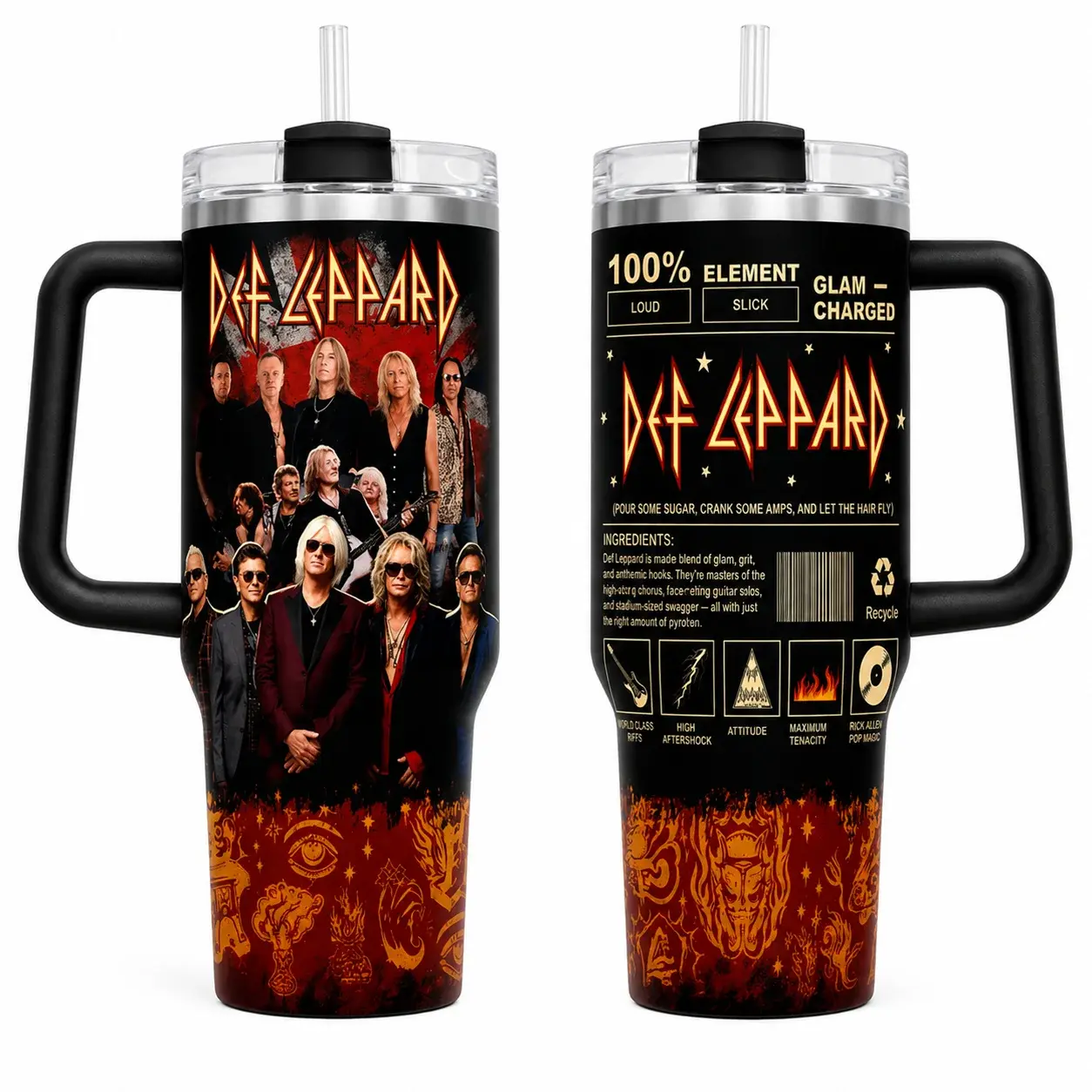 Def Leppard Glam Rock Band Tumbler