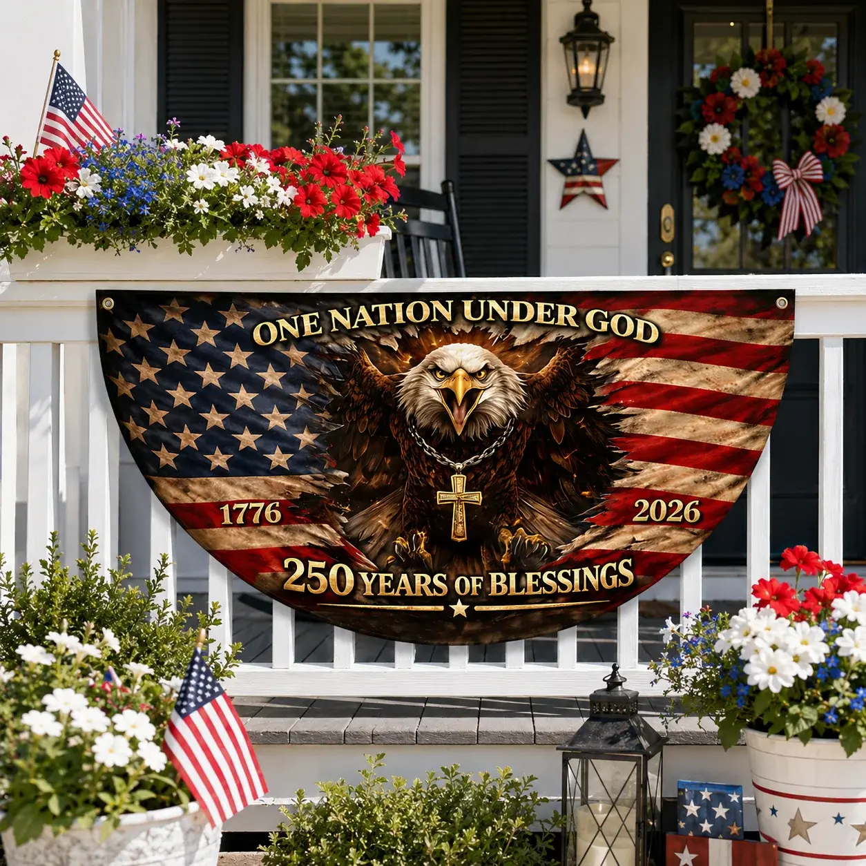 One Nation Under God 250 Years of Blessings Semicircular Flag