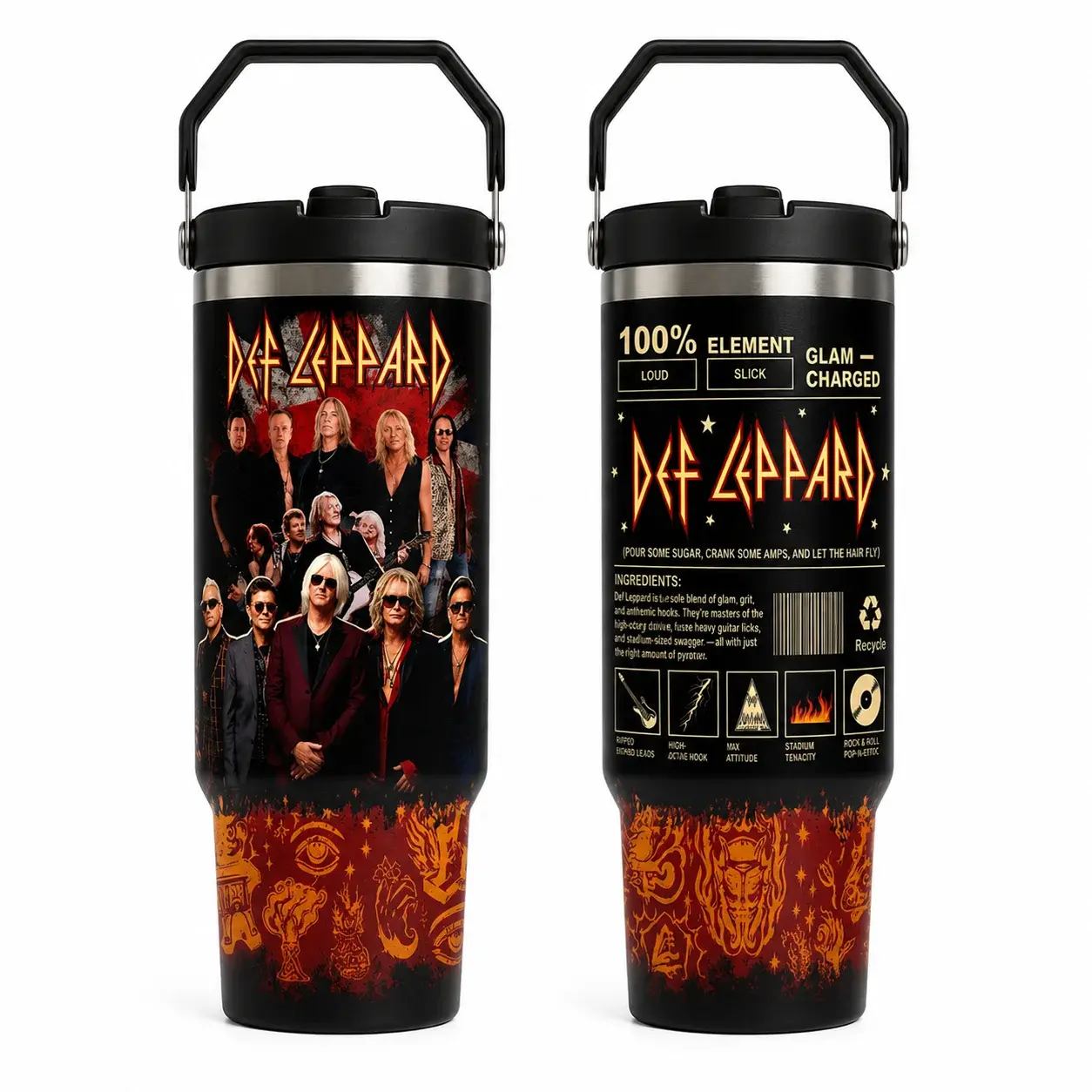 Def Leppard Glam Rock Band Tumbler