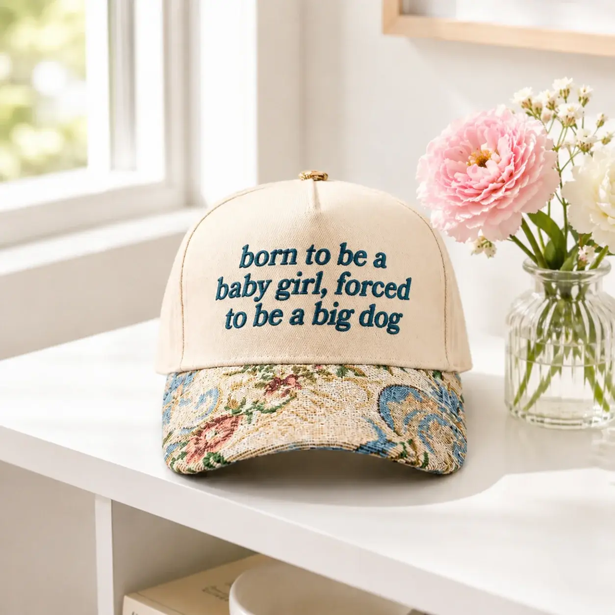 Born To Be A Baby Girl Funny Floral Hat
