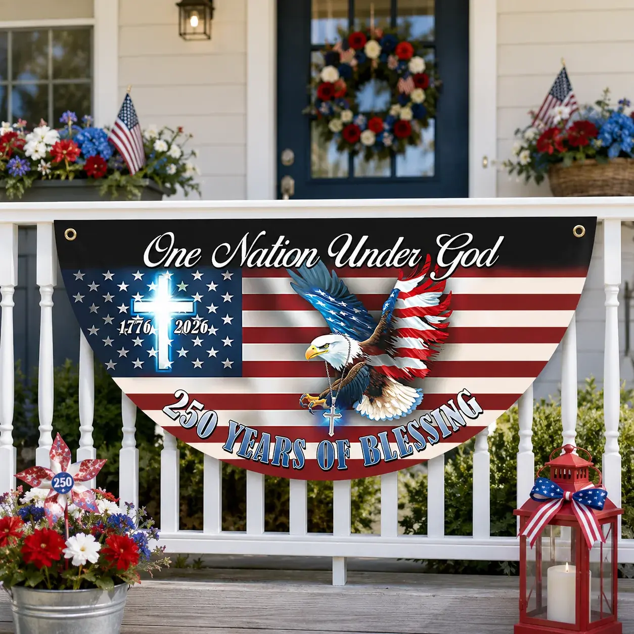 One Nation Under God 250 Years of Blessing Semicircular Flag
