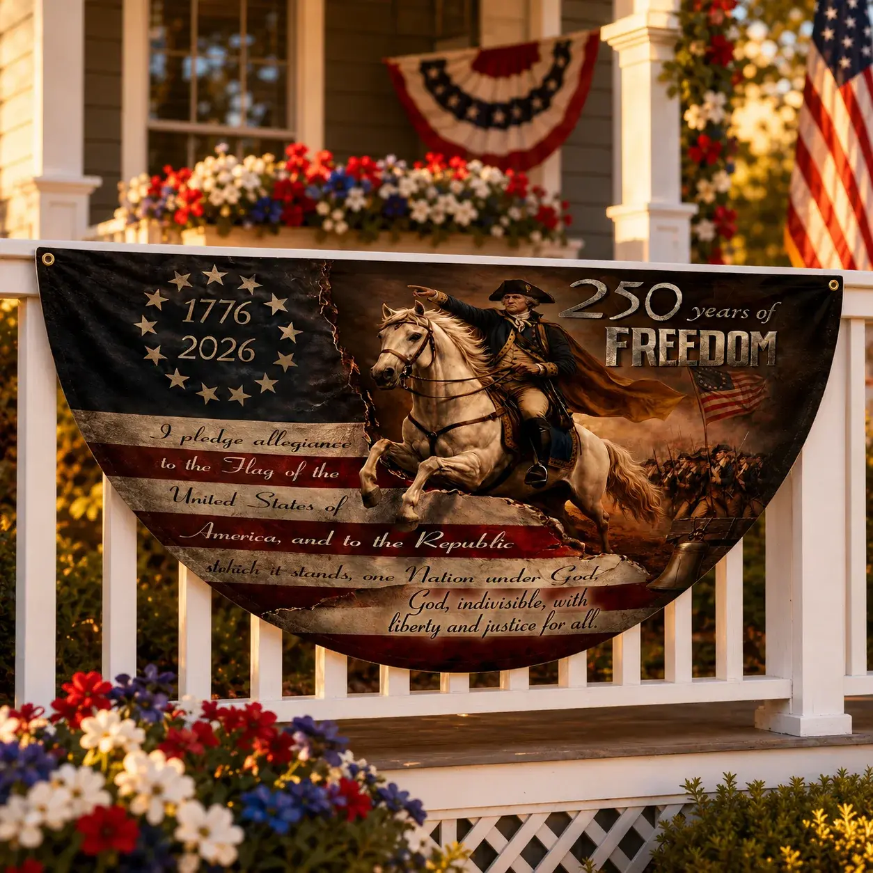250 Years of Freedom George Washington Semicircular Porch Flag