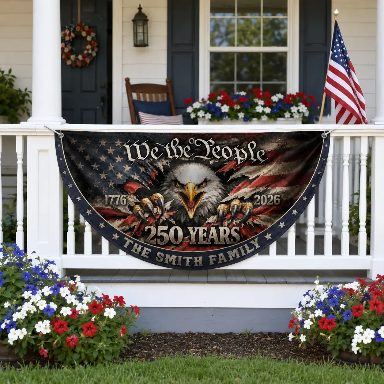 Custom Family Name We The People 250 Years Semicircular Flag