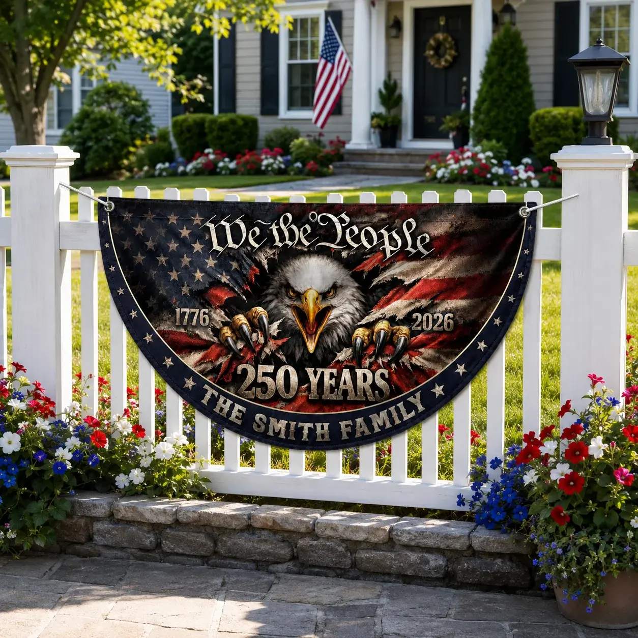 Custom Family Name We The People 250 Years Semicircular Flag