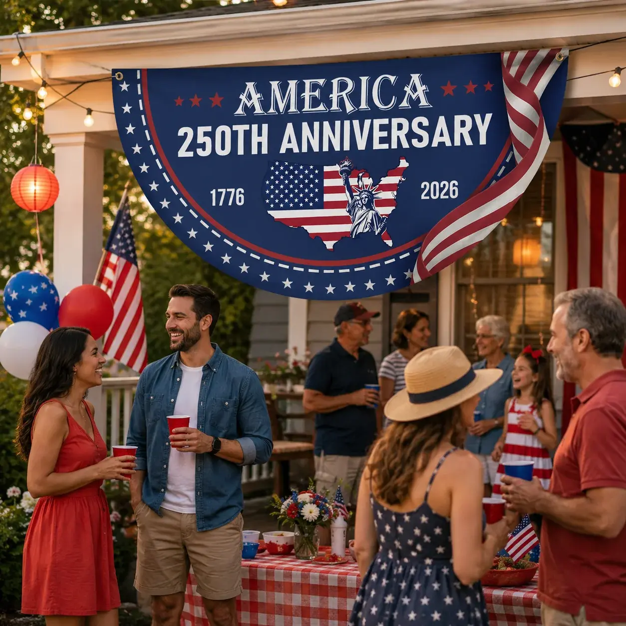 America 250th Anniversary Semicircular Flag