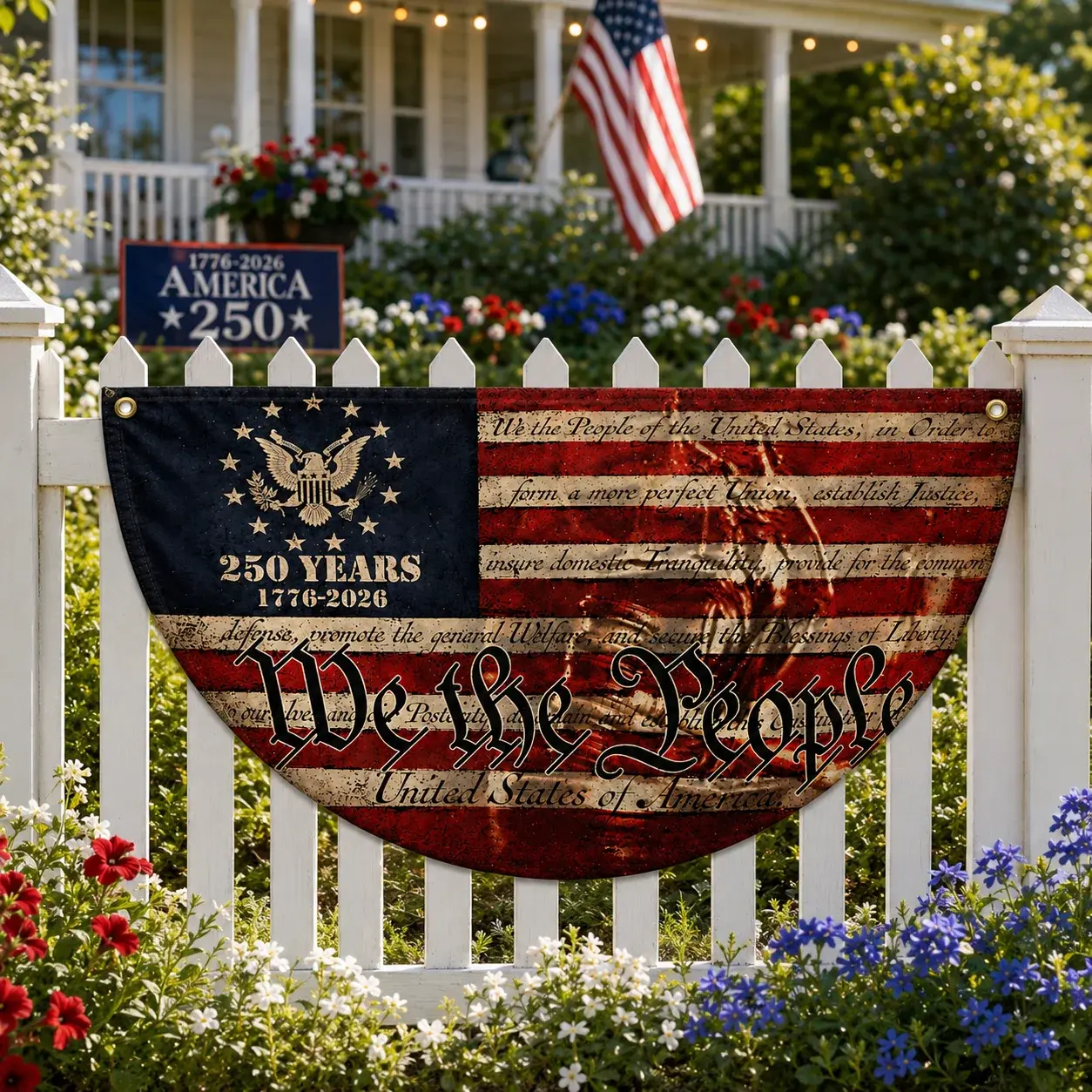 We The People 250 Years Patriotic Semicircular Flag
