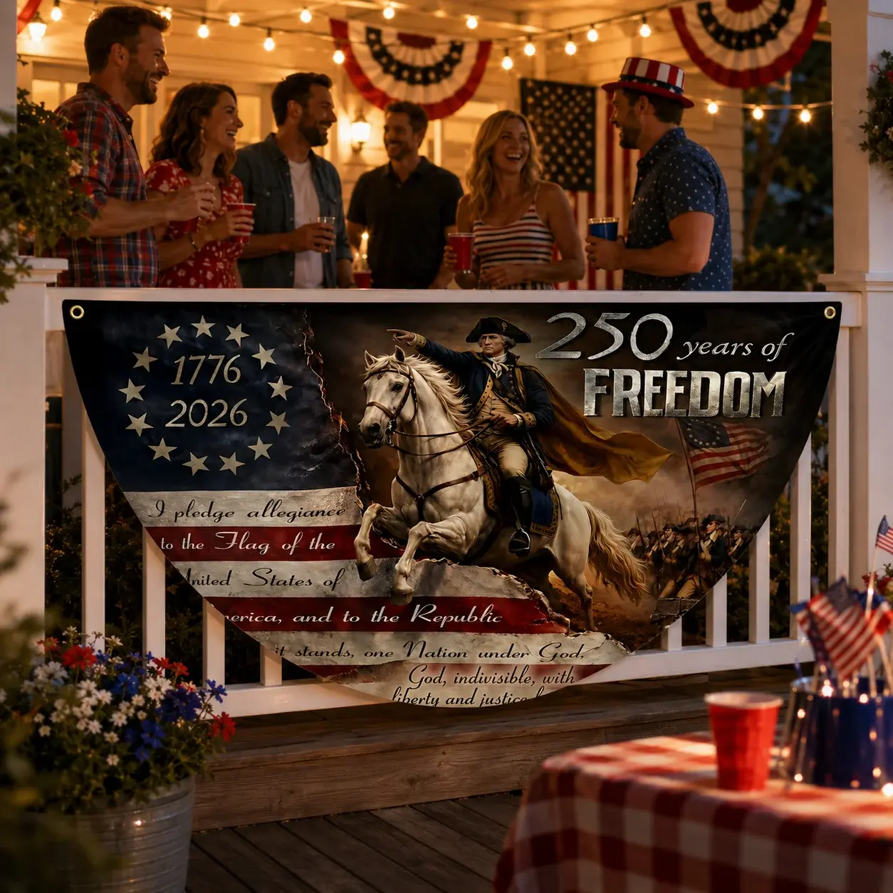 250 Years of Freedom George Washington Semicircular Porch Flag